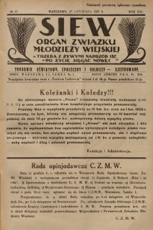 Siew : organ Związku Młodzieży Wiejskiej : tygodnik oświatowy, społeczny i rolniczy ilustrowany. R. 14, 1927, nr 48