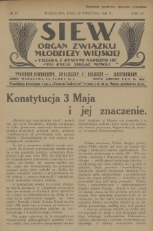 Siew : organ Związku Młodzieży Wiejskiej : tygodnik oświatowy, społeczny i rolniczy ilustrowany. R. 15, 1928, nr 18