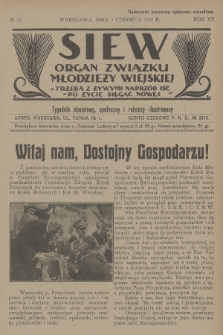 Siew : organ Związku Młodzieży Wiejskiej : tygodnik oświatowy, społeczny i rolniczy ilustrowany. R. 15, 1928, nr 23