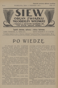 Siew : organ Związku Młodzieży Wiejskiej : tygodnik oświatowy, społeczny i rolniczy ilustrowany. R. 15, 1928, nr 38