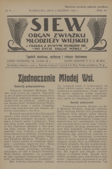 Siew : organ Związku Młodzieży Wiejskiej : tygodnik oświatowy, społeczny i rolniczy ilustrowany. R. 15, 1928, nr 50