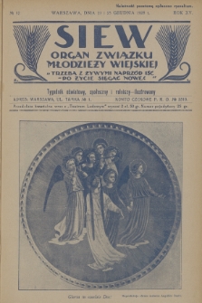 Siew : organ Związku Młodzieży Wiejskiej : tygodnik oświatowy, społeczny i rolniczy ilustrowany. R. 15, 1928, nr 52