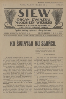 Siew : organ Związku Młodzieży Wiejskiej : tygodnik oświatowy, społeczny i rolniczy ilustrowany. R. 16, 1929, nr 9