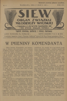 Siew : organ Związku Młodzieży Wiejskiej : tygodnik oświatowy, społeczny i rolniczy ilustrowany. R. 16, 1929, nr 11
