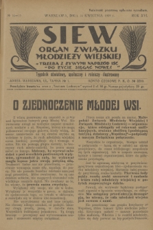 Siew : organ Związku Młodzieży Wiejskiej : tygodnik oświatowy, społeczny i rolniczy ilustrowany. R. 16, 1929, nr 14/15