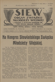 Siew : organ Związku Młodzieży Wiejskiej : tygodnik oświatowy, społeczny i rolniczy ilustrowany. R. 16, 1929, nr 24