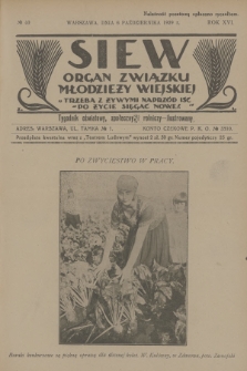 Siew : organ Związku Młodzieży Wiejskiej : tygodnik oświatowy, społeczny i rolniczy ilustrowany. R. 16, 1929, nr 40