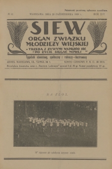 Siew : organ Związku Młodzieży Wiejskiej : tygodnik oświatowy, społeczny i rolniczy ilustrowany. R. 16, 1929, nr 42