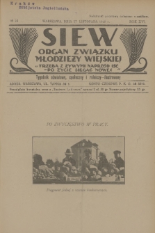 Siew : organ Związku Młodzieży Wiejskiej : tygodnik oświatowy, społeczny i rolniczy ilustrowany. R. 16, 1929, nr 46