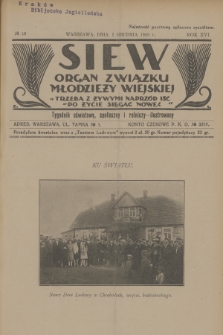 Siew : organ Związku Młodzieży Wiejskiej : tygodnik oświatowy, społeczny i rolniczy ilustrowany. R. 16, 1929, nr 48