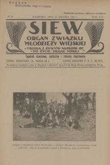 Siew : organ Związku Młodzieży Wiejskiej : tygodnik oświatowy, społeczny i rolniczy ilustrowany. R. 16, 1929, nr 50
