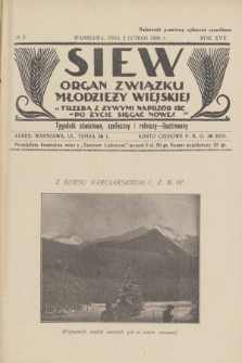 Siew : organ Związku Młodzieży Wiejskiej : tygodnik oświatowy, społeczny i rolniczy ilustrowany. R. 17, 1930, nr 5