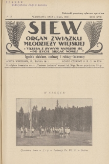 Siew : organ Związku Młodzieży Wiejskiej : tygodnik oświatowy, społeczny i rolniczy ilustrowany. R. 17, 1930, nr 18