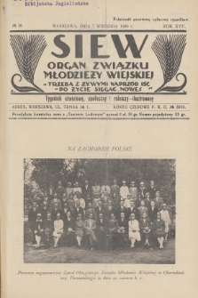 Siew : organ Związku Młodzieży Wiejskiej : tygodnik oświatowy, społeczny i rolniczy ilustrowany. R. 17, 1930, nr 36