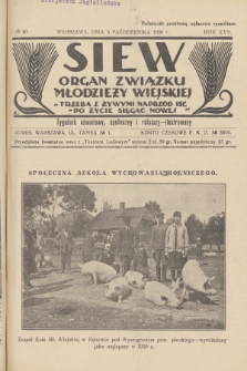Siew : organ Związku Młodzieży Wiejskiej : tygodnik oświatowy, społeczny i rolniczy ilustrowany. R. 17, 1930, nr 40