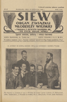 Siew : organ Związku Młodzieży Wiejskiej : tygodnik oświatowy, społeczny i rolniczy ilustrowany. R. 17, 1930, nr 46