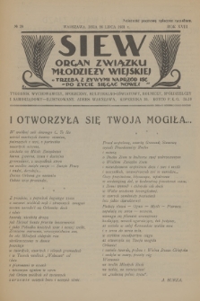 Siew : organ Związku Młodzieży Wiejskiej : tygodnik wychowawczy, społeczny, kulturalno-oświatowy, rolniczy, spółdzielczy i samorządowy ilustrowany. R. 18, 1931, nr 29