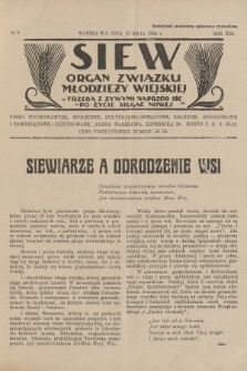 Siew : organ Związku Młodzieży Wiejskiej : pismo wychowawcze, społeczne, kulturalno-oświatowe, rolnicze, spółdzielcze i samorządowe ilustrowane. R. 21, 1934, nr 9