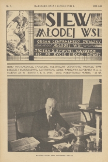 Siew Młodej Wsi : organ Centralnego Związku Młodej Wsi : pismo wychowawcze, społeczne, kulturalno-oświatowe, rolnicze, spółdzielcze i samorządowe, ilustrowane. R. 22, 1935, nr 5