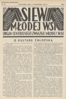 Siew Młodej Wsi : organ Centralnego Związku Młodej Wsi. R. 24, 1937, nr 42