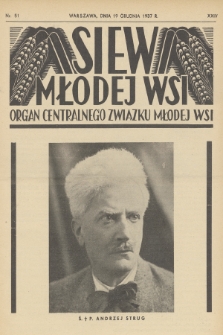 Siew Młodej Wsi : organ Centralnego Związku Młodej Wsi. R. 24, 1937, nr 51