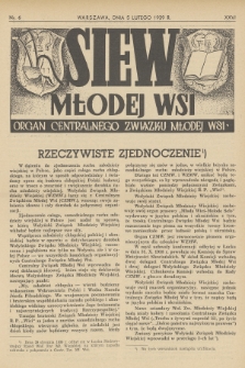 Siew Młodej Wsi : organ Centralnego Związku Młodej Wsi. R. 26, 1939, nr 6