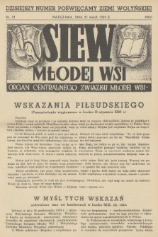 Siew Młodej Wsi : organ Centralnego Związku Młodej Wsi. R. 26, 1939, nr 21