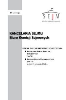 ełny Zapis Przebiegu Posiedzenia Komisji do Spraw Kontroli Państwowej (nr 78) z dnia 24 stycznia 2022 r.