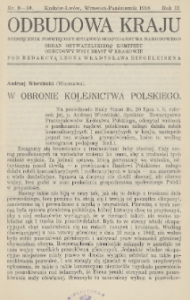 Odbudowa Kraju : miesięcznik poświęcony sprawom gospodarstwa narodowego : organ Obywatelskiego Komitetu Odbudowy Wsi i Miast w Krakowie. 1918, nr 9-10