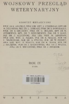 Wojskowy Przegląd Weterynaryjny. R. 9, 1938, spis rzeczy