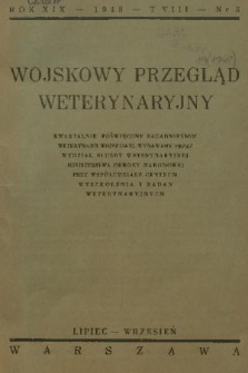 Wojskowy Przegląd Weterynaryjny : kwartalnik poświęcony zagadnieniom weterynarii wojskowej. R. 19, T. 8, 1948, nr 3