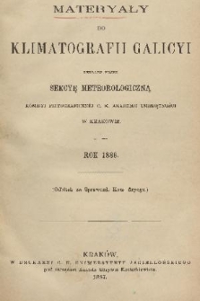 Materyały do Klimatografii Galicyi : zebrane przez Sekcyę Meteorologiczną Komisyi Fizyograficznej C. K. Akademii Umiejętności w Krakowie. 1886