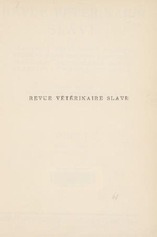Revue Vétérinaire Slave. T. 1, 1933/1934, nr 1, indeksy
