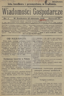 Wiadomości Gospodarcze. R. 4, 1919, nr 1