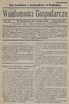 Wiadomości Gospodarcze. R. 4, 1919, nr 2