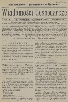 Wiadomości Gospodarcze. R. 4, 1919, nr 3