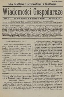 Wiadomości Gospodarcze. R. 4, 1919, nr 4
