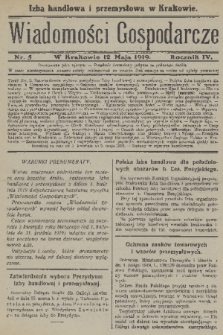 Wiadomości Gospodarcze. R. 4, 1919, nr 5