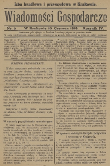 Wiadomości Gospodarcze. R. 4, 1919, nr 6
