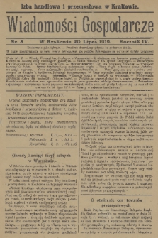 Wiadomości Gospodarcze. R. 4, 1919, nr 8