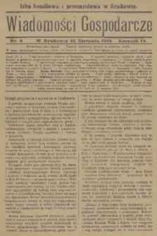 Wiadomości Gospodarcze. R. 4, 1919, nr 9