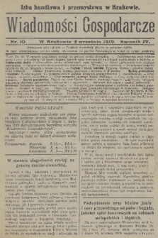 Wiadomości Gospodarcze. R. 4, 1919, nr 10