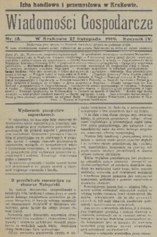 Wiadomości Gospodarcze. R. 4, 1919, nr 13