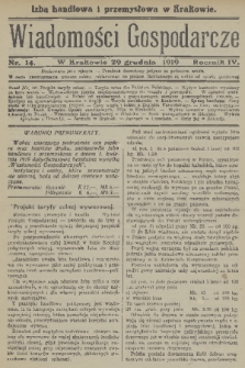 Wiadomości Gospodarcze. R. 4, 1919, nr 14