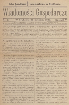 Wiadomości Gospodarcze. R. 5, 1920, nr 2