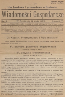 Wiadomości Gospodarcze. R. 5, 1920, nr 3