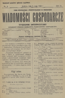 Wiadomości Gospodarcze : tygodnik informacyjny poświęcony sprawom handlowym, przemysłowym i gospodarczym. R. 6, 1922, nr 2