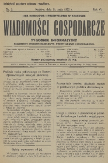Wiadomości Gospodarcze : tygodnik informacyjny poświęcony sprawom handlowym, przemysłowym i gospodarczym. R. 6, 1922, nr 3