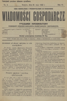 Wiadomości Gospodarcze : tygodnik informacyjny poświęcony sprawom handlowym, przemysłowym i gospodarczym. R. 6, 1922, nr 4