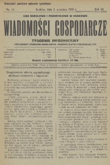 Wiadomości Gospodarcze : tygodnik informacyjny poświęcony sprawom handlowym, przemysłowym i gospodarczym. R. 6, 1922, nr 11